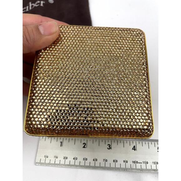 Judith Leiber Swarovski Crystal Gold Tone Metal Stone Evening Bag Clutch - Picture 11 of 16